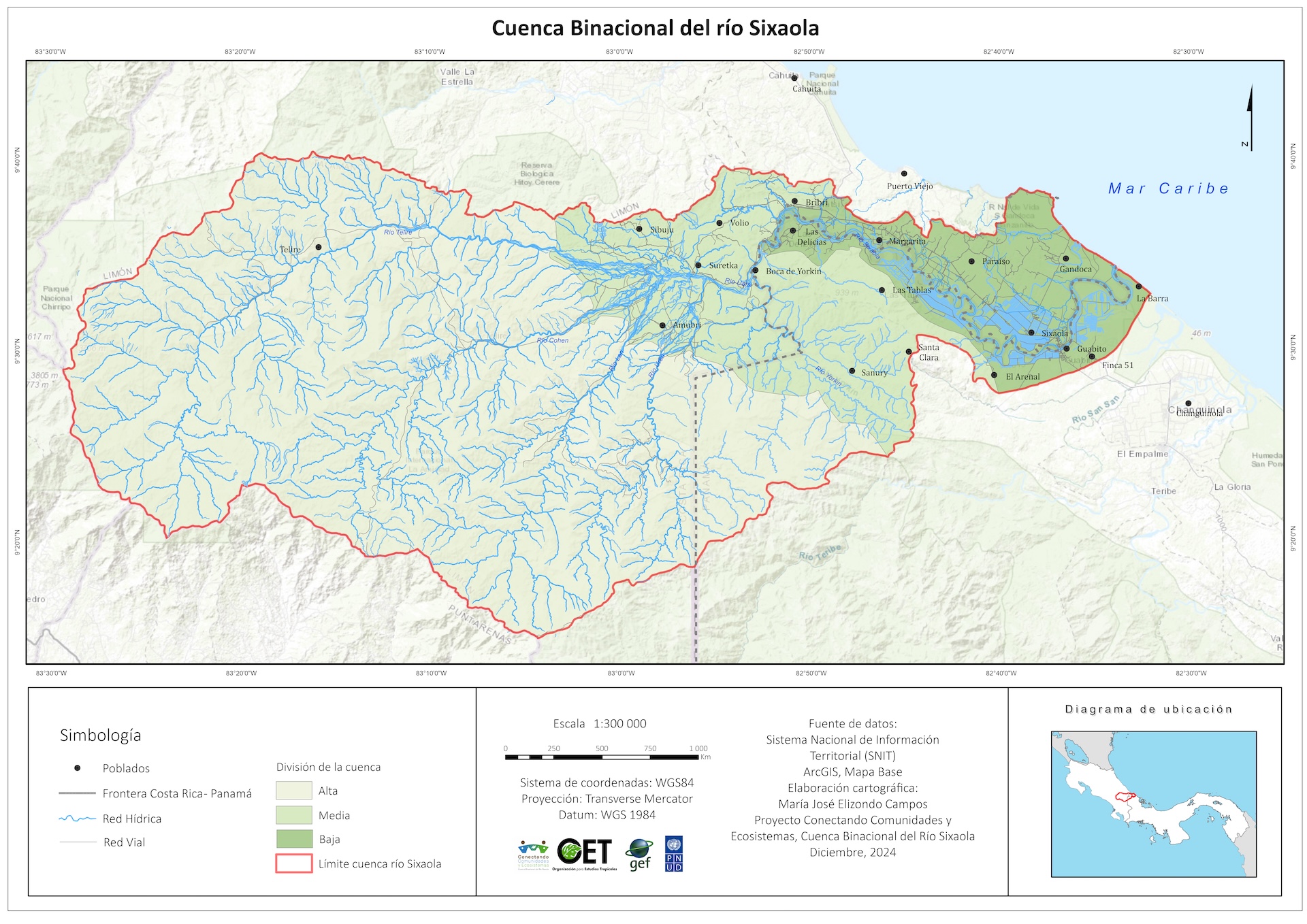 Mapa con división por partes alta-media-baja