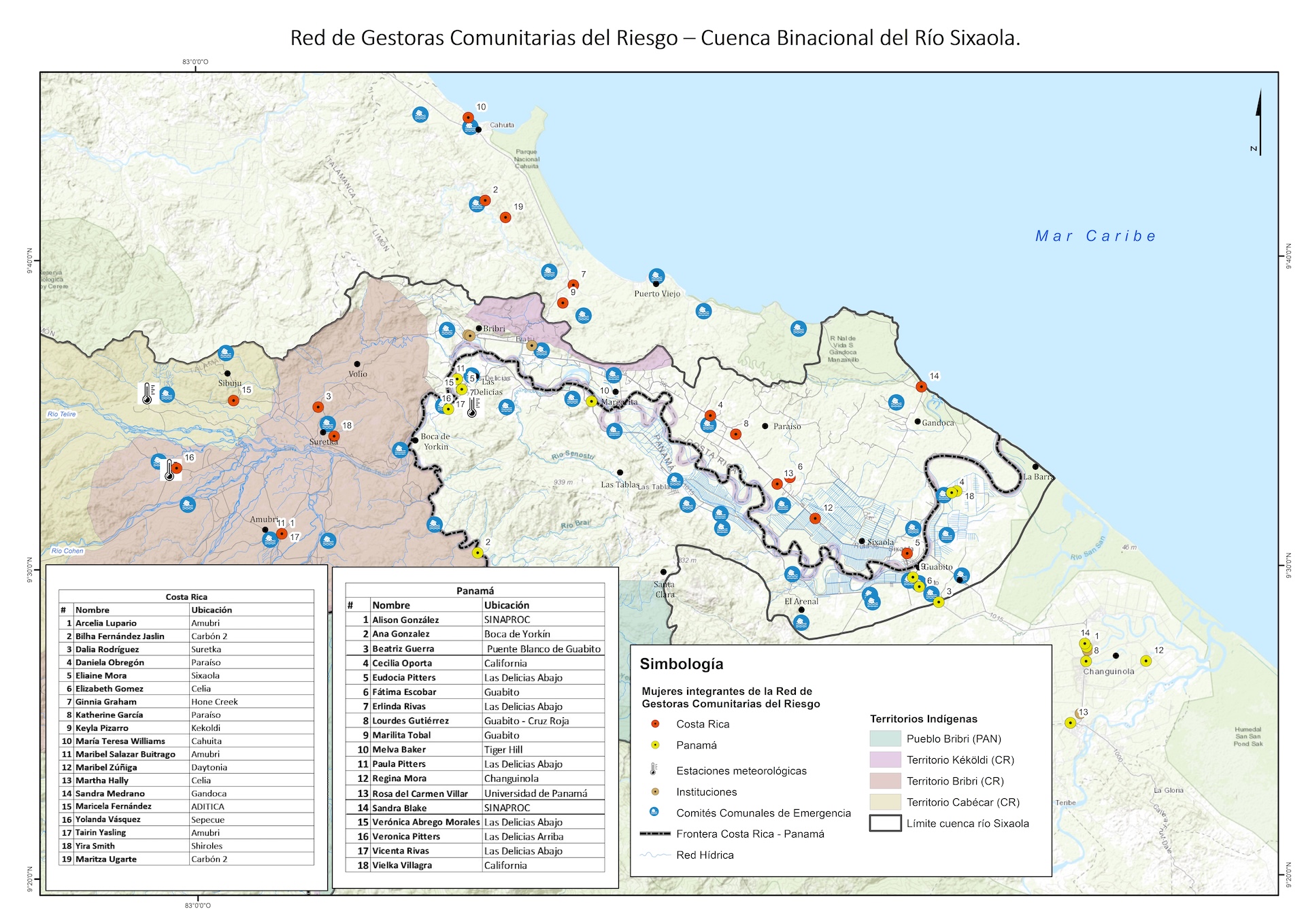 Mapa de la Red de Gestoras Comunitarias del Riesgo